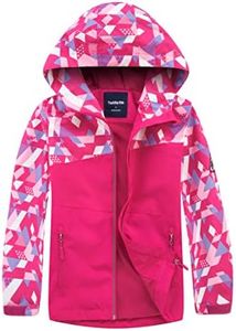 M2C Girls Hooded Color Block Waterproof Fleece Lined Windbreaker Jacket Pink 7-8 Yrs