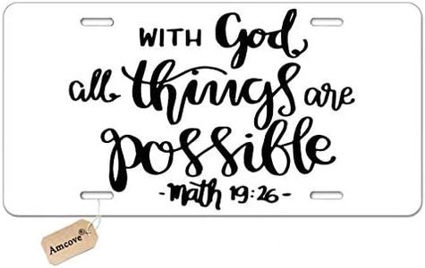 Amcove Bible Verse License Plate,with god All Things are Possible Bible Verse Quote Vanity Front License Plate Tag,6 X 12 Inch