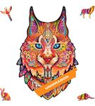 UNIDRAGON Original Wooden Jigsaw Puzzles - Gentle Lynx, 105 pcs, Small 6.7" х10, Beautiful Gift Package, Unique Shape Best Gift for Adults and Kids