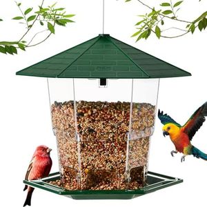 Bird Feeders for Outdoors Hanging, XICEN Waterproof Rooftop Bird Feeder with a Latch Feature, Squirrel Proof Wild Bird Seed for Outside Feeders and Garden Decoration Yard for Bird Watchers