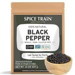 Black Pepper Whole (397g/14oz) Gluten Free, Vegan, Raw Peppercorns from India, Aromatic, Flavourful Farm Fresh, Perfect for Cooking, Smoothies, Lattes, Tea