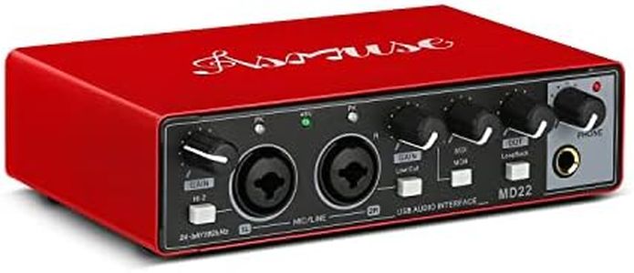 Asmuse USB Audio Interface, 24Bit/196kHz Professional Sound Card, Audio Mixer with XLR/TSR/TS Ports for Guitarist, Vocalist, Podcaster or Producer (Red)