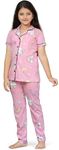 BLOEM Cotton Printed Nightwear for Girls | Regular Kid's Sleepwear-Night Suit set | Shirt with Pyjama Set | Casual Regular wear for Girls | Comfortable Nightsuit-Pink-Unicorn(7-8 Years)