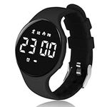 Flintronic LED Pedometer Watch, LED Digital Waterproof Pedometer Watch, Non-Bluetooth Led Fitness Tracker Watch, Pedometer Watch with LCD Large Numbers, Great Gift for Teen Children-Black