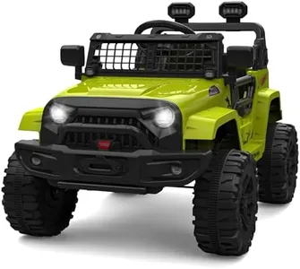 Ride on Truck Car 12V Kids Electric Vehicles with Remote Control Spring Suspension, LED Lights, Bluetooth, 2 Speeds