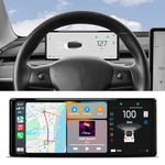 Head Up Display for Tesla Model Y 2019-2024 & Model 3 2017-2023 with Wireless/Wired Carplay Android Auto Bluetooth Synchronous Data Shows The Battery, Mileage, Speed(10 inch)