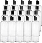 Peohud 20 Pack 16oz Clear Plastic Empty Bottles with Disc Top Flip Caps, Refillable Shampoo Bottles, Squeezable Travel Containers for Lotions, Cosmetics, Liquid Body Soap, Creams, BPA Free