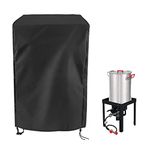 Guisong Turkey Fryer Cover for King Kooker, Waterproof Cover for Crawfish Boiler Outdoor Deep Fryer Seafood Boil Pot, Heavy Duty Cover for Seafood Boil Pot and Burner kit-Black