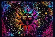 NOKHWAL Tapestry Wall Hanging Sun Moon Tarot Tapestry Handmade Printed Design Cotton Wall Hanging Tapestry Wall Hanging Wall Décor Poster (E, 84x54 Inches)