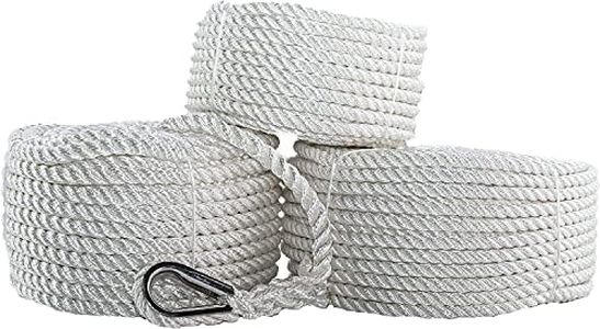 SGT Knots Twisted Nylon Anchor Rope (3/8 inch) with Thimble 3 Strand Braid - Rot Chemical Moisture Abrasion Resistant - Anchor Rode Setup Docking Pulling Hoist Pulley Camping (100 ft)