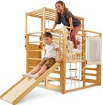 Avenlur Montessori Gym Alpine Wooden Jungle Gym with Indoor Swing, Toddler & Baby Climbing Toys, Rock Wall Perfect for Active Fun & Skill Development, Ages 2-8
