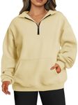 TAKEYAL Womens Plus Size Oversized Sweatshirts s Half Quarter Zip Pullover Long Sleeve Sweaters Teen Girls Y2K Clothes (Khaki, 3XL)