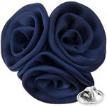 Vittorio Vico Premium Trio Cluster Flower Lapel Pin - Formal Brooch, Boutonniere for Men (Navy)