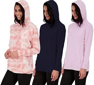 3 Pack: Women's Just My Plus Size Long Sleeve Hoodie Pullover Casual Sweatshirt Fashion Dry Fit Lounge Active Yoga Running Athletic Exercise Gym Workout Outdoor Top Ladies Kangaroo Pocket- Set 6, 3X
