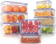 KICHLY 18 Pack Plastic Food Storage Container Set -Transparent Container with Airtight Lids - Freezer Safe, BPA Free, Leak Proof Lunch Containers (Blue)