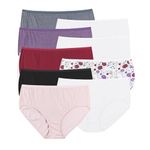 Just My Size Women's Cool Comfort Cotton Brief 10-Pack, Assorted, 10 (Pack of 10)