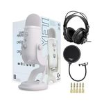 Blue Yeti USB Microphone (Blackout) Bundle with Knox Gear Headphones and Pop Filter (3 Items)