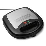Amazon Basics 3-in-1 Toastie Maker, Panini Press and Waffle Maker with Removable Plates, 700W, Black