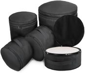 5 Piece 10mm Padded Drum Set Cases for 12" Tom, 13" Tom, 14" Snare, 16" Floor Tom, 22" Bass Drum,Drum bag compatible with most standard-sized drum kits black