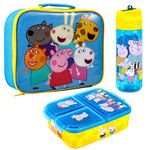 Zawadi Global Peppa Pig Kids Childrens Lunch Box Set – Insulated Lunch Bag, Multicompartment Lunch Box & 540ml Water Bottle - School Travel Lunch Food Set, BPA Free