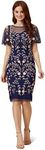 Adrianna Papell Women's Beaded Short Dress, Navy/Blush, 24 Plus