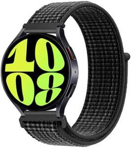 20mm Quick Release Watch Band Nylon Strap for Samsung Galaxy Watch 6 5 4 3 40/41/ 42/44/ 45/ 46mm, Sport Wristband Replacement Bracelet for Amazfit Bip U Pro/GTS/GTS 2 3 4, Reflective black