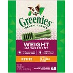 Greenies Weight Management Petite Natural Dog Dental Care Chews Weight Control Dog Treats, 27 oz. Pack (45 Treats)