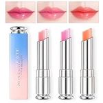 3PCS Color Changing Lipstick Tinted Lip Balm Long Lasting Moisturizing Magic Lipstick Temperature Color Change Jelly Lipstick Lip Gloss Sets For Women Girls