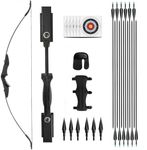 53" Takedown Recurve Bow and Arrow Set Adult 30/40LBS Archery Right & Left Hand Archery Target Practice Outdoor Hunting with 12pcs Mixed Carbon Arrow (bow set,40lbs)