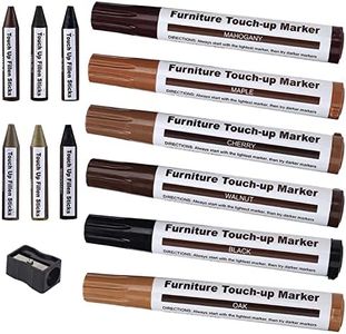 Furniture Markers Touch Up,Wood Filler Floor Scratch Repair Kit,Wood Markers and Wax Sticks with Sharpener Kit for Furniture Repair,Tables, Desks, Floor Scratch