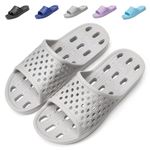 Mens Shower Shoes With Holes Dry Quickly Bath Slippers Womens Non Slip Indoor Home Bedroom Pool Spa Guest College Dorm, C-grey, 13-14 Wide Women/11.5-12.5 Men