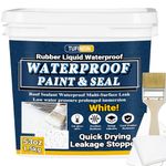 Rubber Liquid Waterproof Sealant, TUFINEIN 53 OZ/1.5 KG White Quick Drying Multi Surface Foundation Leak Repair - Roof Gutters Sealer Waterproof - Indoor & Outdoor Flexible Rubber Paint