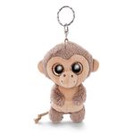 NICI 46941 Safari Original – Glubschis Monkey Hobson 9cm – Cuddly Zoo Cute Animal Pendant for lanyards & Key Holders – Mini Plush Toys, Keyrings for Girls and Boys, Print, Brown/Beige, 9 cm