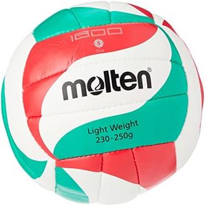 Molten Official Synthetic Leather Volleyball - White/Red/Green, Size 5