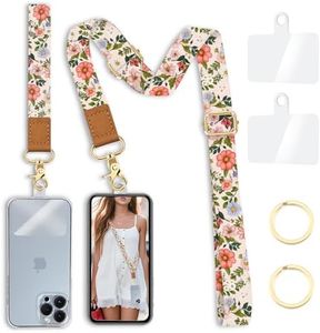Yonlevres Flower Phone Lanyard Crossbody Strap, Floral Cell Phone Lanyards for around the Neck Wristlet Wrist Strap Adjustable for Keys Case Accessories Travel Essentials