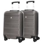 Aerolite 55x35x20cm Lightweight ABS Hard Shell Travel Carry On Cabin Hand Luggage Suitcase - Set of 2