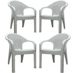 Cello Mayor Plastic Chair | Armrest Chair for Home, Garden, Living Room Indoor/Ourdoor use(Colour: White, Set of 4)