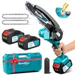 Seesii 8000mAh Mini Cordless Chainsaw,CH600+ 6 Inch Electric Chainsaw with 900W Powerful Motor and Oiler System, Handheld Battery Powered Chainsaw for Superior Trimming