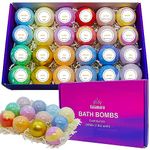 24pcs Bath Bombs Gift Set, Organic and All Natural Ingredients Bubble Bath Bombs Fizzes Spa Ideal Birthday Easter for Her/Him/Girlfriend/Wife