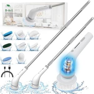 Lefree Electric Spin Scrubber, Cordless Cleaning Brush with 8 Replaceable Brush Heads. 2 Speeds Power Scrubber Brush for Bathroom, Tub, Floor, Tile.