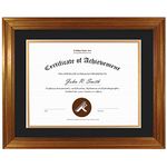 Golden State Art, 11x14 Frame for 8.5x11 Diploma/Certificate, Dark Gold Color. Includes Double Mat and Real Glass (Black/Gold Double Mat)