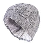 HEAT HOLDERS - Womens Thermal Fleece Lined Cable Knit Winter Beanie Hat 3.4 tog (One Size, Light Grey)