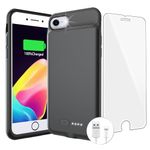 BOPPS Battery Case for iPhone SE(2022/2020),6000mAh iPhone Charger Case 360°Protection Rechargeable Extended Battery Charging Cases for iPhone SE(3rd and 2nd gen)/8/7/6s/6-4.7” Black