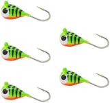 Tungsten Ice Fishing Jig Set Ice Fishing Lures, Max Sensitive Tungsten Tear Drop Ice Jig Head Hook for Panfish, Crappie, Walleye, Perch, Trout, Bluegill (Fire Tiger, 4MM, 1/25 OZ)