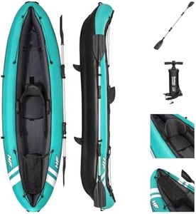 Inflatable Kayak Set - 280 cm x 86 cm, Heavy-Duty Nylon, 3 Air Chambers, Adjustable Seat- 130 kg Capacity, for 1 Adult - includes Fins, Storage Bag, and Repair Patch