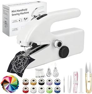 Handheld Sewing Machine, Mini Sewing Machine with 50Pcs Color Cotton Fabric, Electric Small Sewing Machine for Beginners, Easy to Use, Fast Stitch for DIY, Home, and Travel Compact & Lightweight
