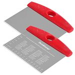 Ourokhome Dough Pastry Bench Cutter Scraper, Stainless Steel Pizza Cutter for Kitchen Baking, Dishwasher Safe, Anti-Wear Laser-Engraved Measuring Scale and Conversion Chart, 2 Pack, Red