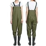 Zyxdk Men Women Breathable Waders, PVC Waterproof Chest Waders with Inner Pocket, Lightweight Duck Hunting Fly Fishing Waders (Color : Green, Size : US6-6.5/EU38/UK5-5.5)