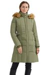 Orolay Women's Puffer Down Coat Winter Jacket with Faux Fur Trim Hood Armygreen M