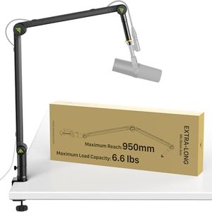 AA AUDIO ACCESSORY Mic Boom Arm (Design for Heavy Mic) 6.6lbs Load Capacity, 950mm Reach, Gear Lock Design, Suspension Scissor Microphone Stand Desk Mount for Shure SM7B MV7, Blue Yeti, Rode PodMic